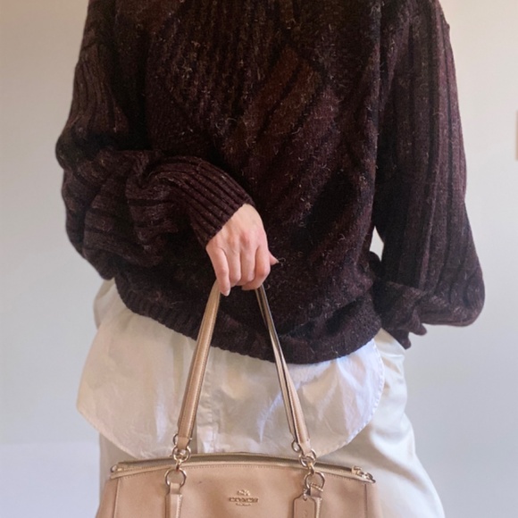 Vintage 80's Leo Chevalier Sweater XL – Maroon Unisex Grandpa Core Knit - Picture 4 of 10